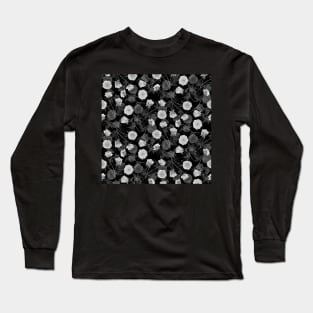 Black and White Roses Long Sleeve T-Shirt